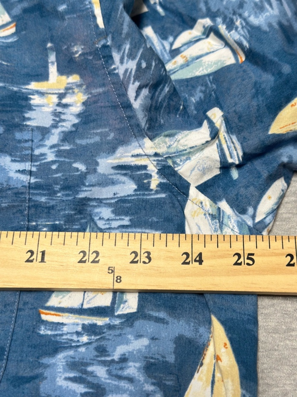 Natural Issue Sailing Shirt Mens Large Blue Nautical Boats Button Up Cotton Vtg - Picture 8 of 10